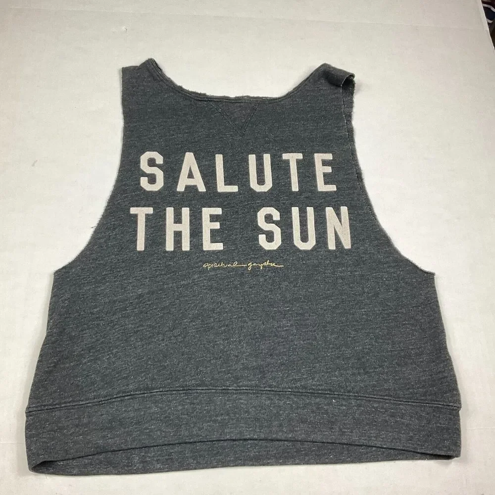 Spiritual Gangster Womens Cropped Tank Top Gray Sleeveless Workout Casual MEDIUM - Picture 1 of 10